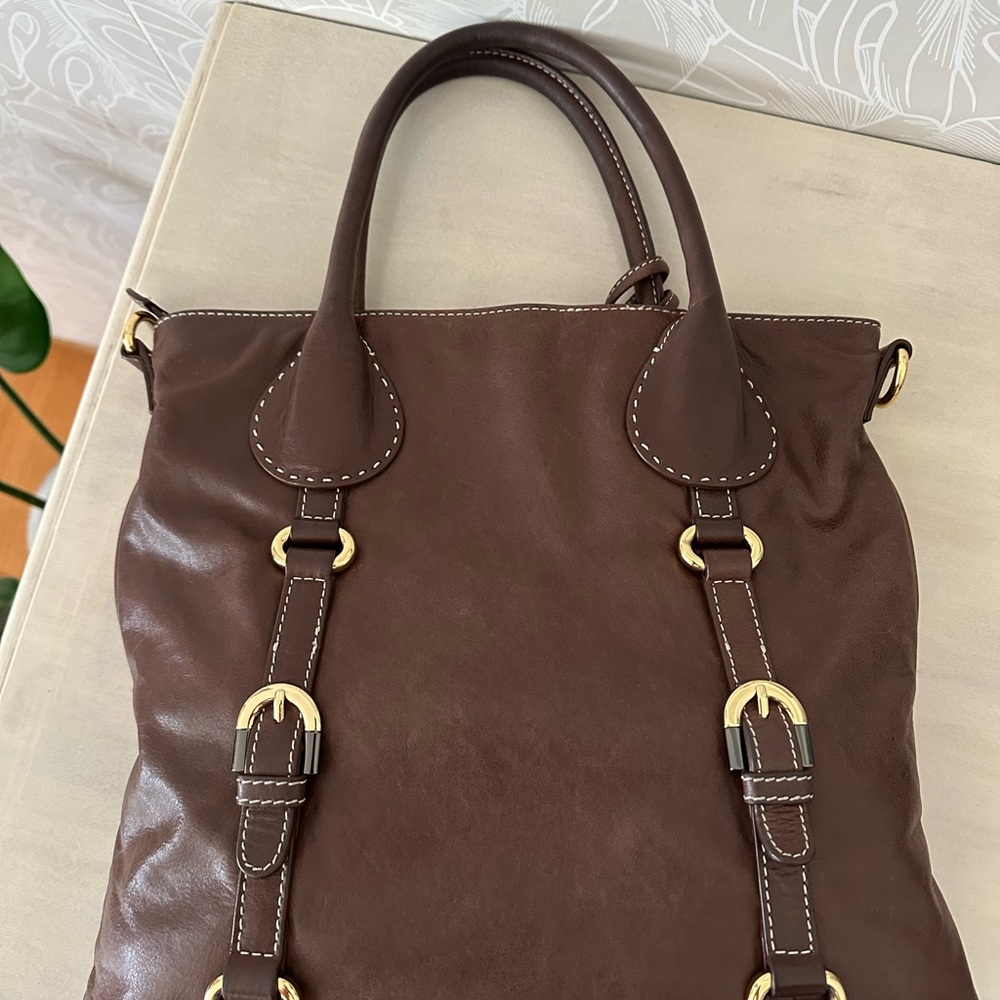 Badgley Mischka Brown Leather Bag - Picture 4 of 10